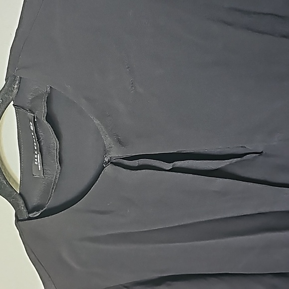 Zara Hippie Boho Whimsigoth Country black cape blouse fringe NWT XS oversized - Picture 10 of 11